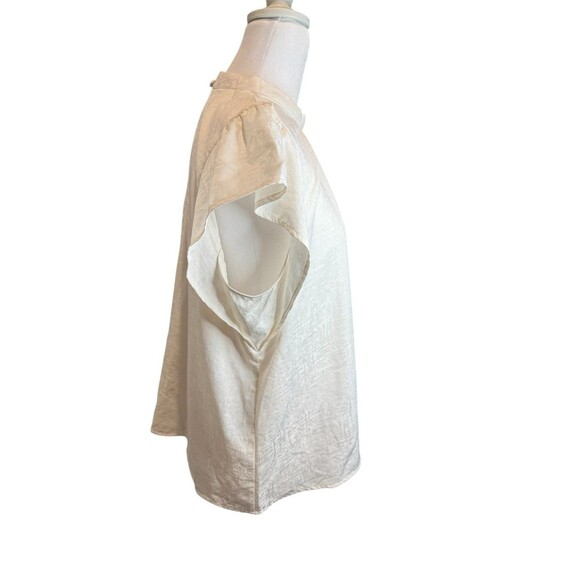 NWT Nine West Women’s Mock Nech Short Sleeve Blouse Ivory Size L Retail $29.99 - Picture 4 of 5